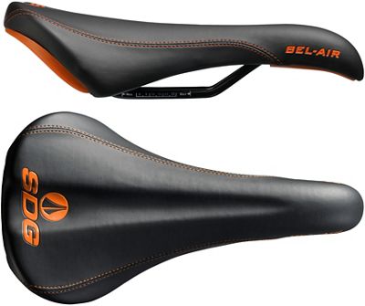 SDG Bel-Air Steel Rail Mountain Bike Saddle - Black - Orange - 140mm Wide, Black - Orange